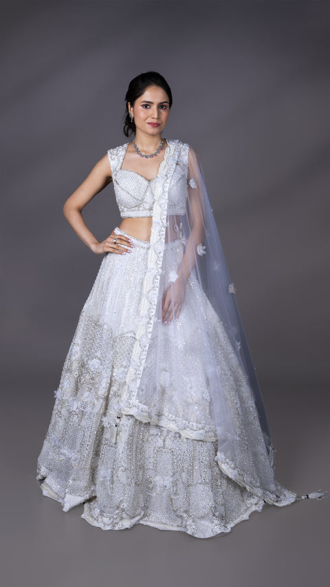 White Bridal Lehenga With Dupatta