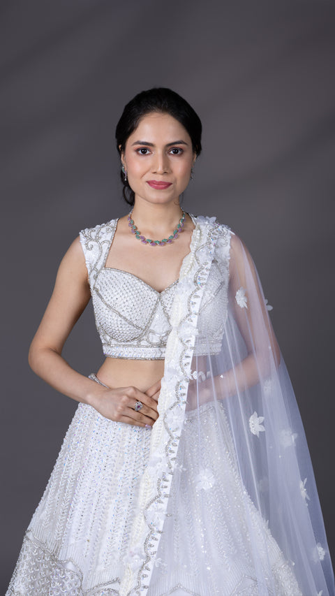 White Bridal Lehenga With Dupatta