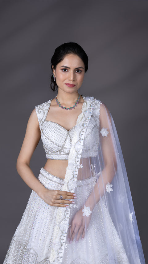 White Bridal Lehenga With Dupatta