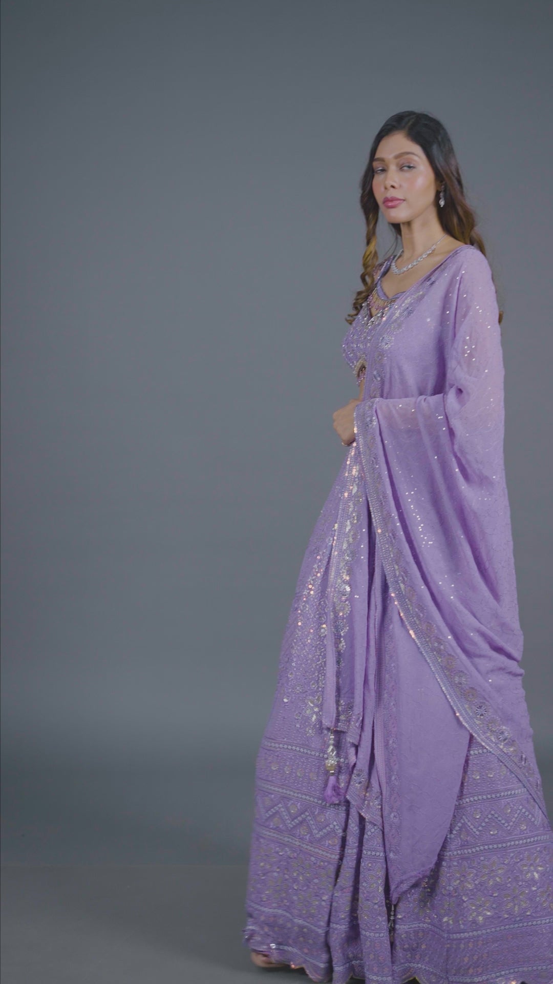 Purple Viscous Georgette Lehenga With Dupatta